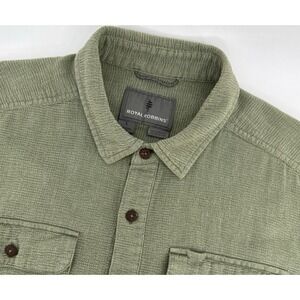 Royal Robbins Shirt Men L Organic Cotton Sage Green Textured Outdoor Travel